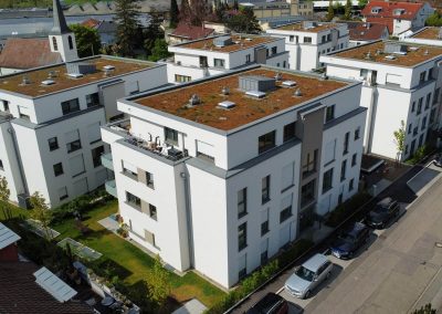 Mehrfamilienhäuser in Kallenberg, Ansicht von der Strasse aus auf die Häuser