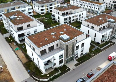 Mehrfamilienhäuser in Korntal, Ansicht von Nordwest auf die Häuser